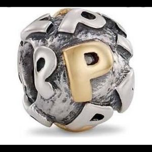 - Pandora silver gold. “P”